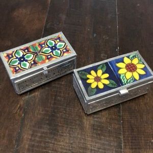 Mexican talavera jewelry box set